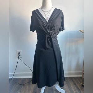 Lord & Taylor Black Midi Dress with Knot Detail - flirty and fun!